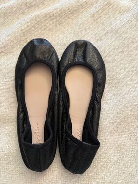 ruby & bloom Black Leatherette Ballet Flats